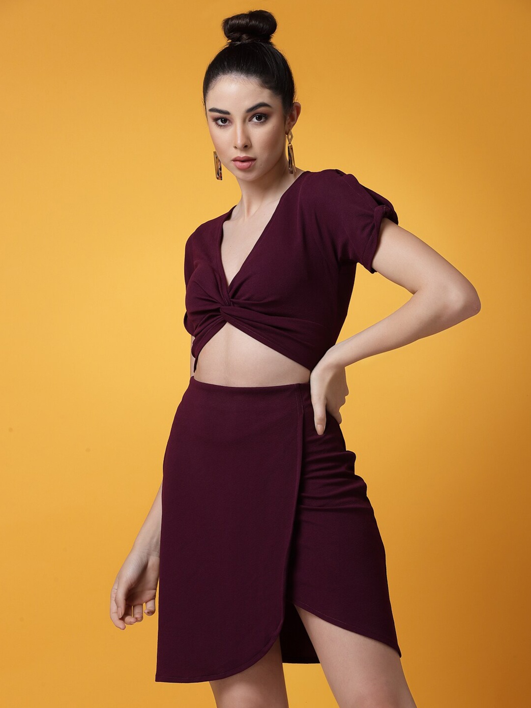 

Oomph! V-Neck Cut-Out Sheath Mini Dress, Purple