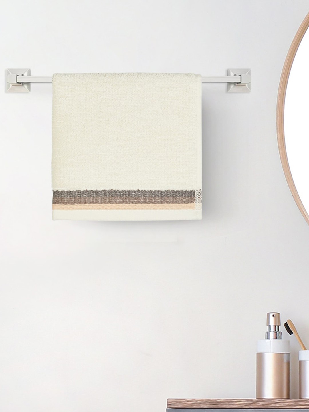 

Home Centre Senegal Striped 500 GSM Cotton Face Towel, White