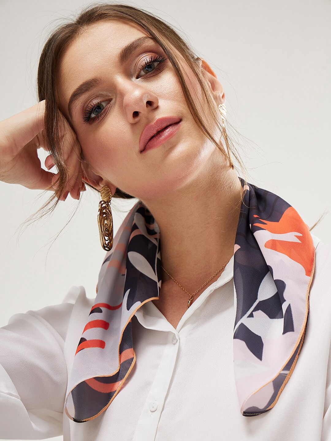 

Athena Women Black & Orange Printed Scarf