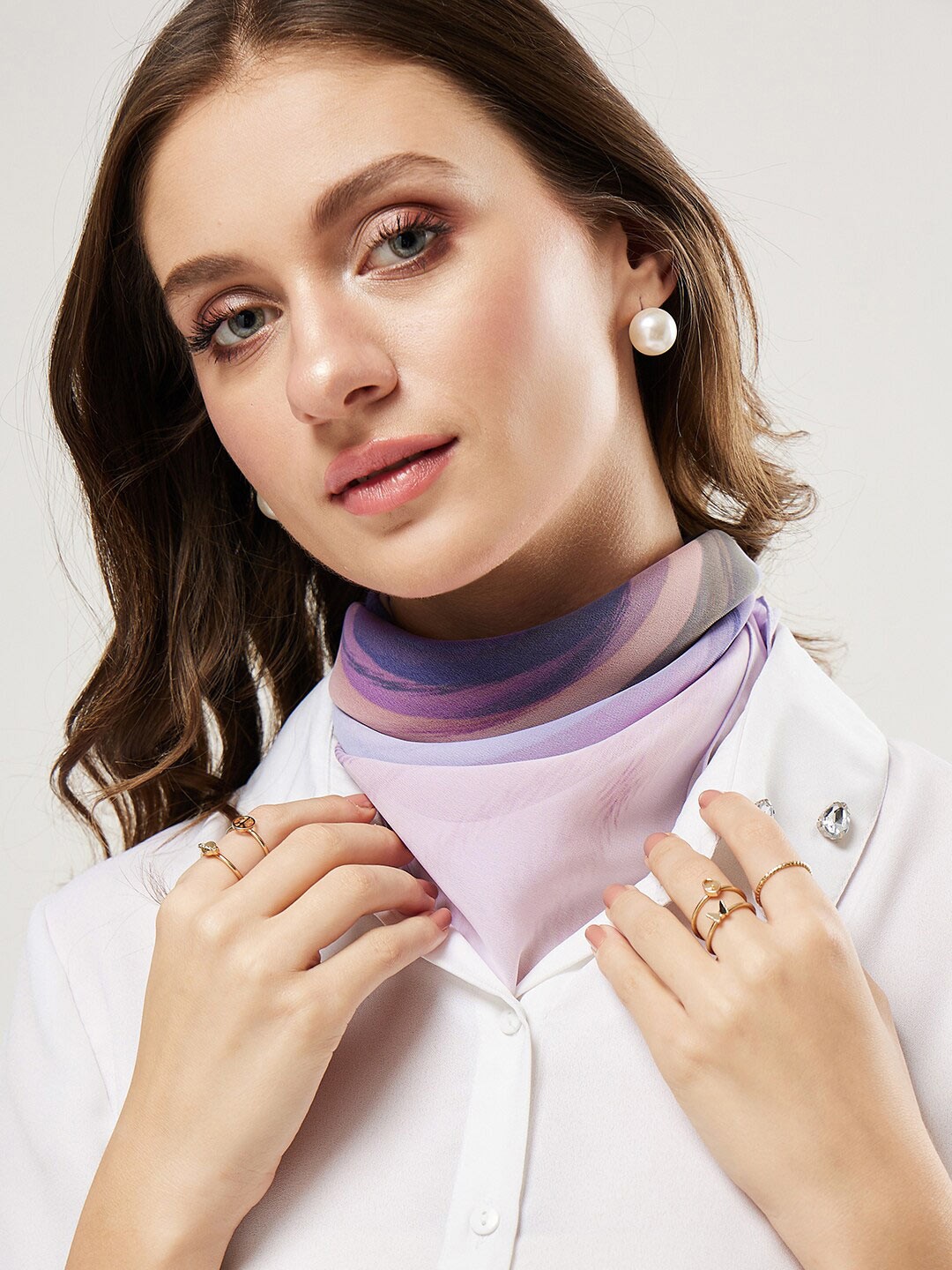 

Athena Women Lavender & Blue Printed Scarf