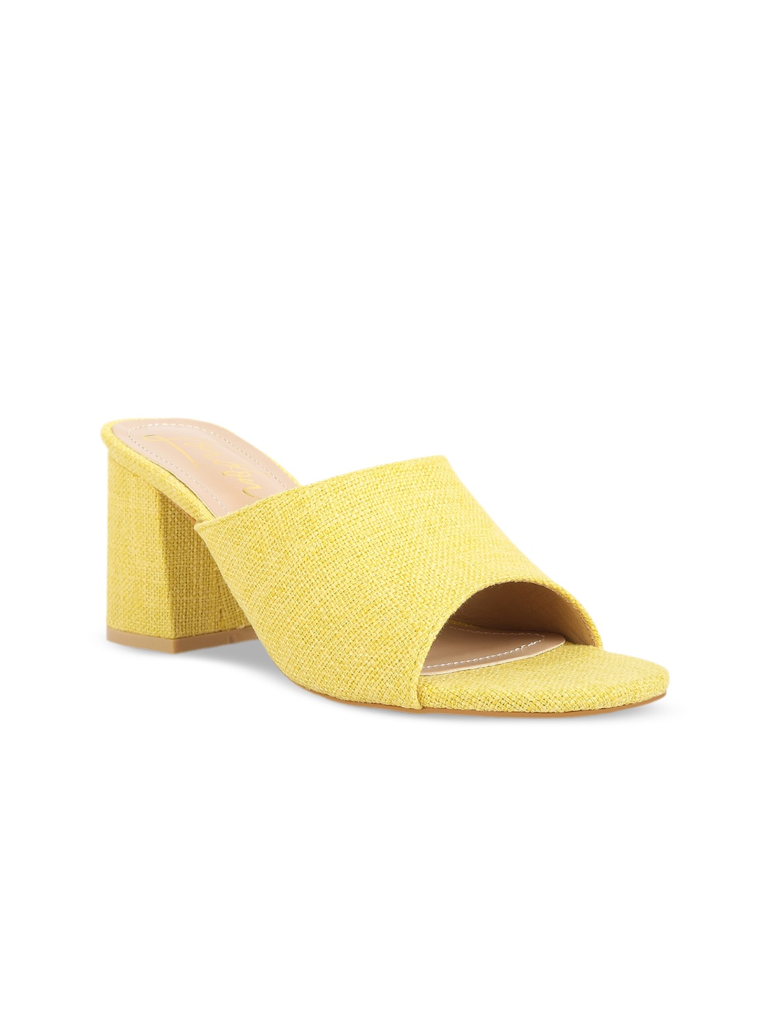 

London Rag Textured Slip On Block Heels, Yellow