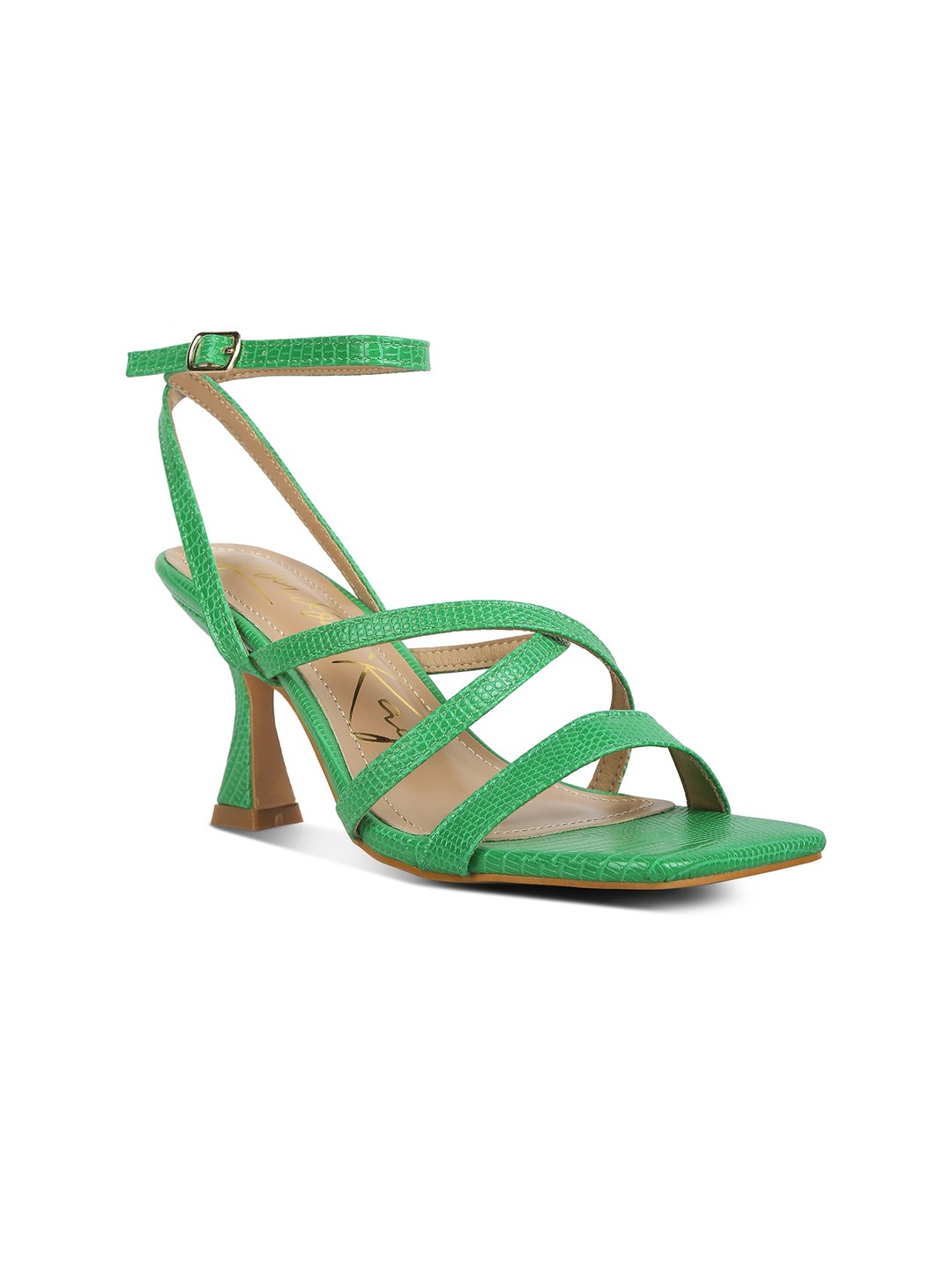 

London Rag Textured Strappy Slim Heels, Green