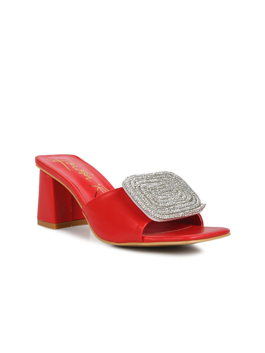 

London Rag Embellished Party Block Heels, Red