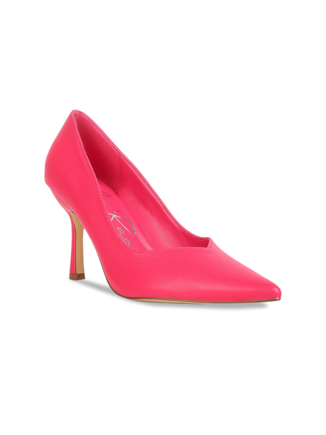 

London Rag Pointed Toe Slim Heel Pumps, Pink