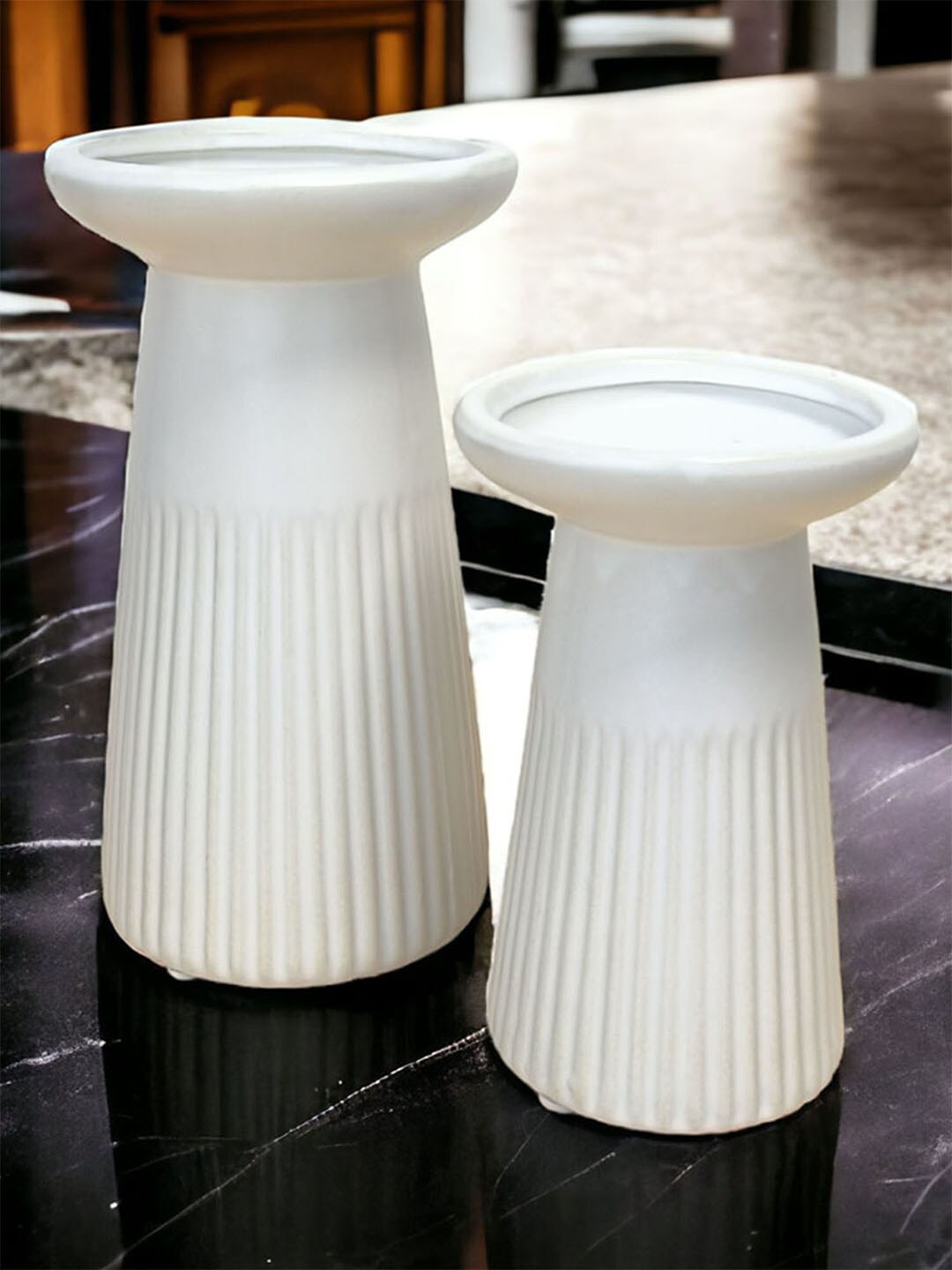 

Art Street White 2 Pieces Textured Ceramic Flower Vases