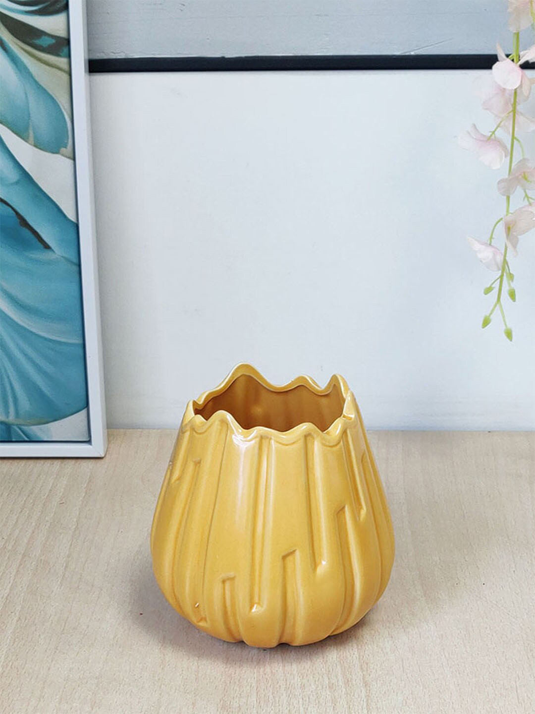 

Art Street Yellow Textured Ceramic Flower Vase