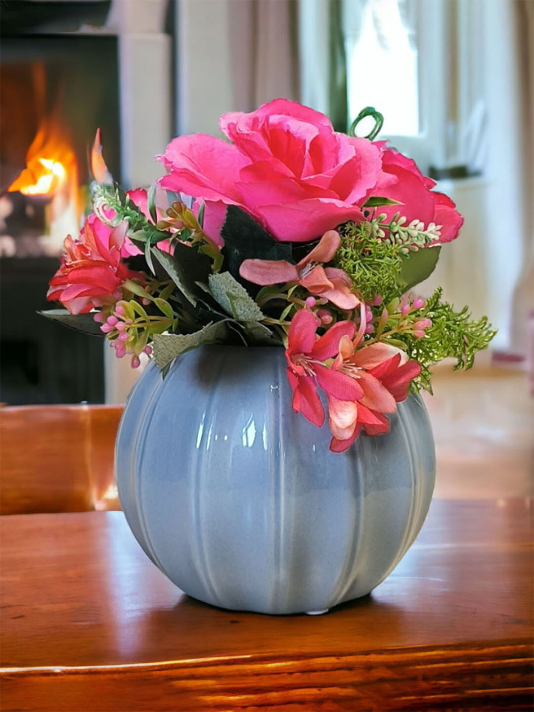 

Art Street Grey Textured Round Ceramic Vintage Flower Vase