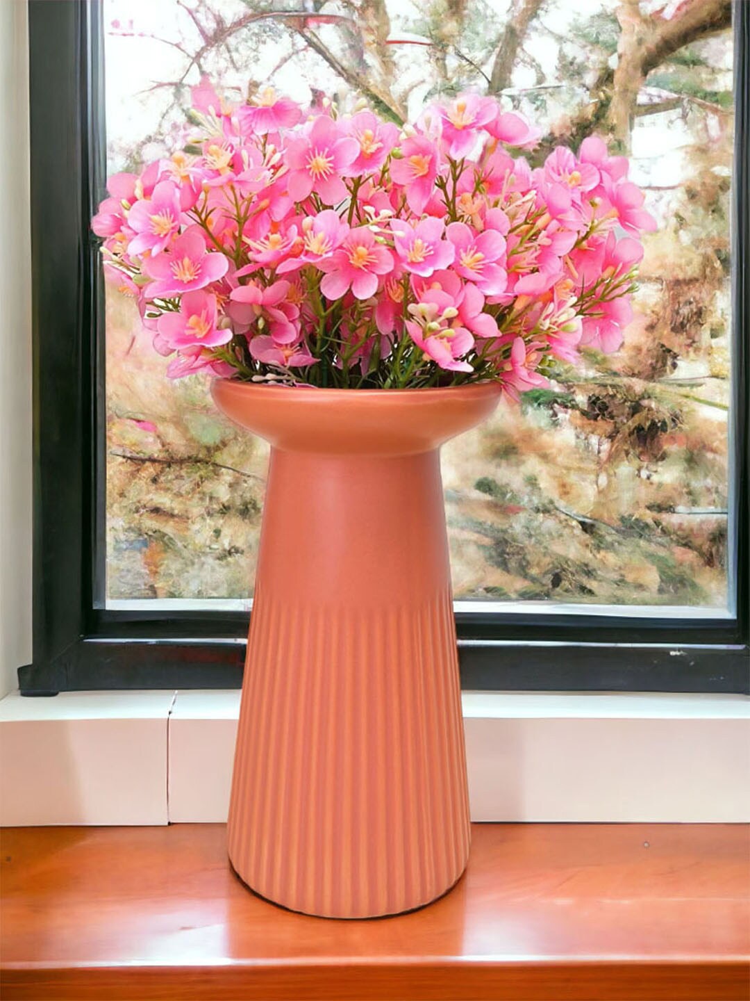 

Art Street Orange-Coloured Textured Ceramic Flower Vase