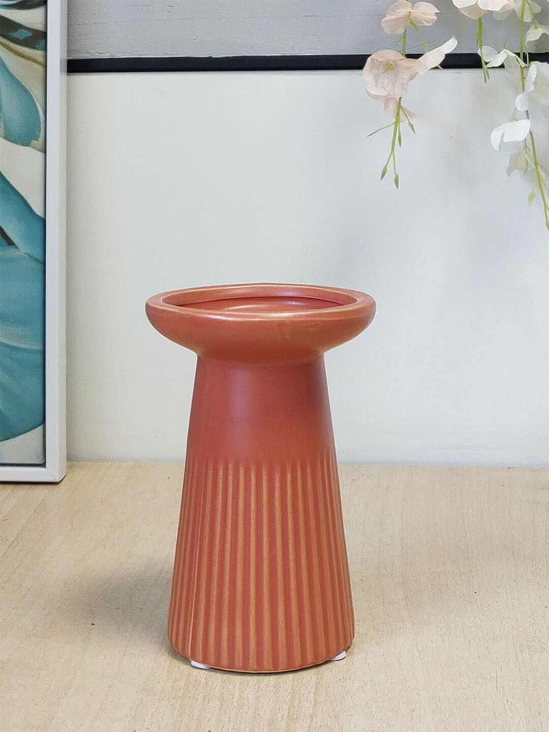 

Art Street Orange-Coloured Textured Ceramic Flower Vase