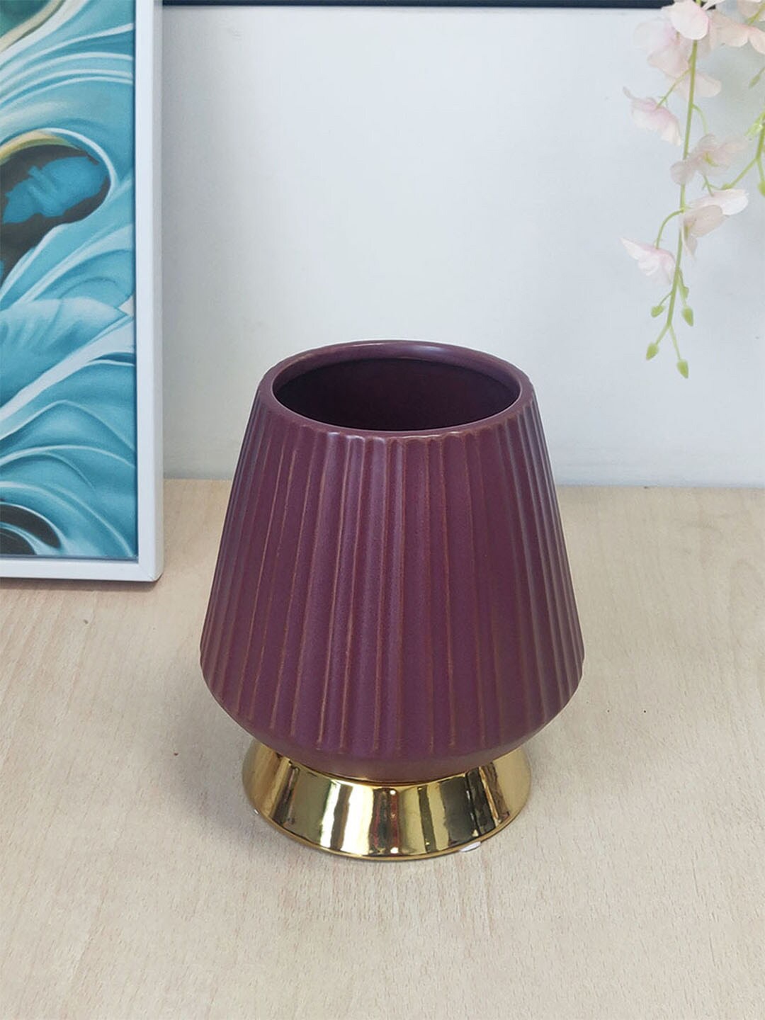 Art Street Brown Textured Ceramic Flower Vase