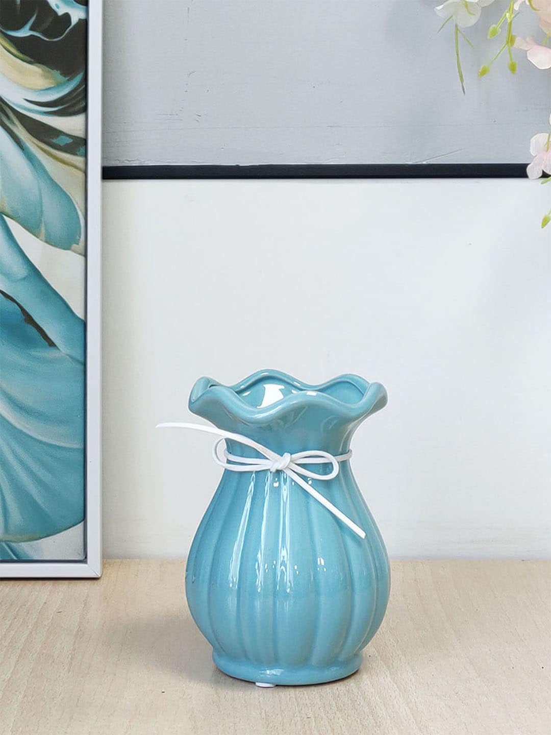 

Art Street Blue Textured Ceramic Flower Vase
