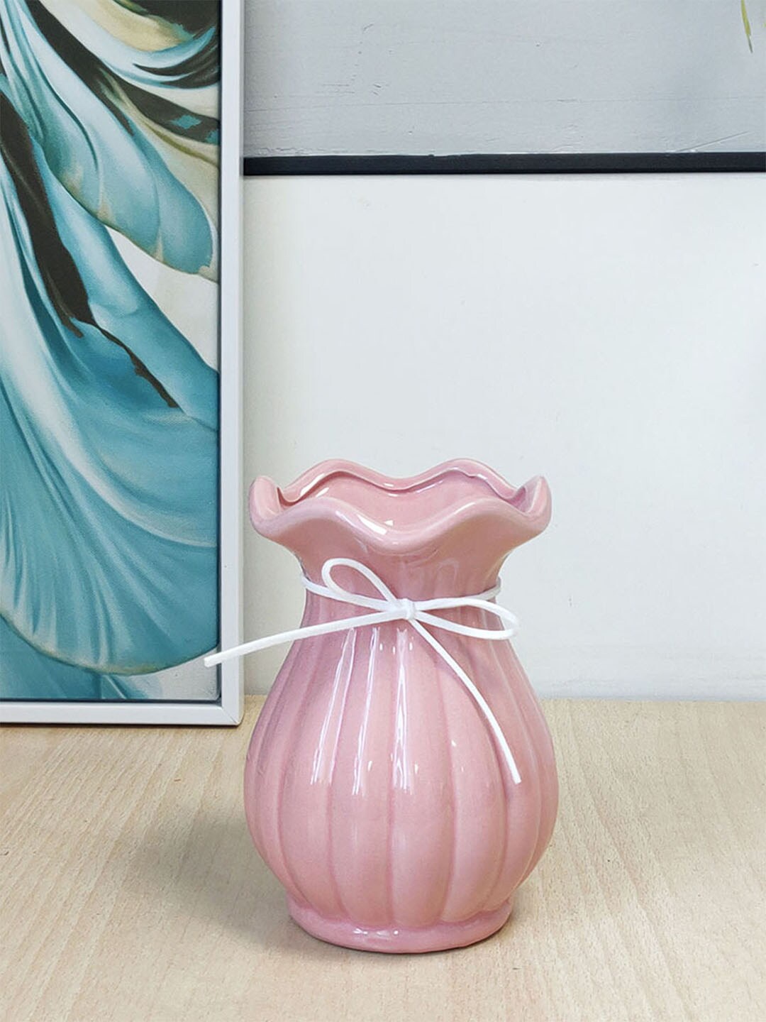 Art Street Pink Textured Ceramic Flower Vase