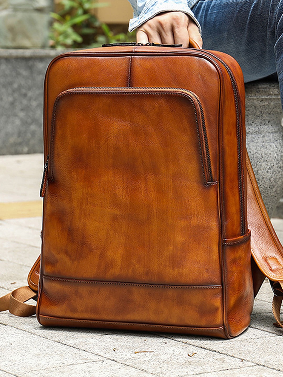 

ELOPPE Leather Laptop Backpack, Tan