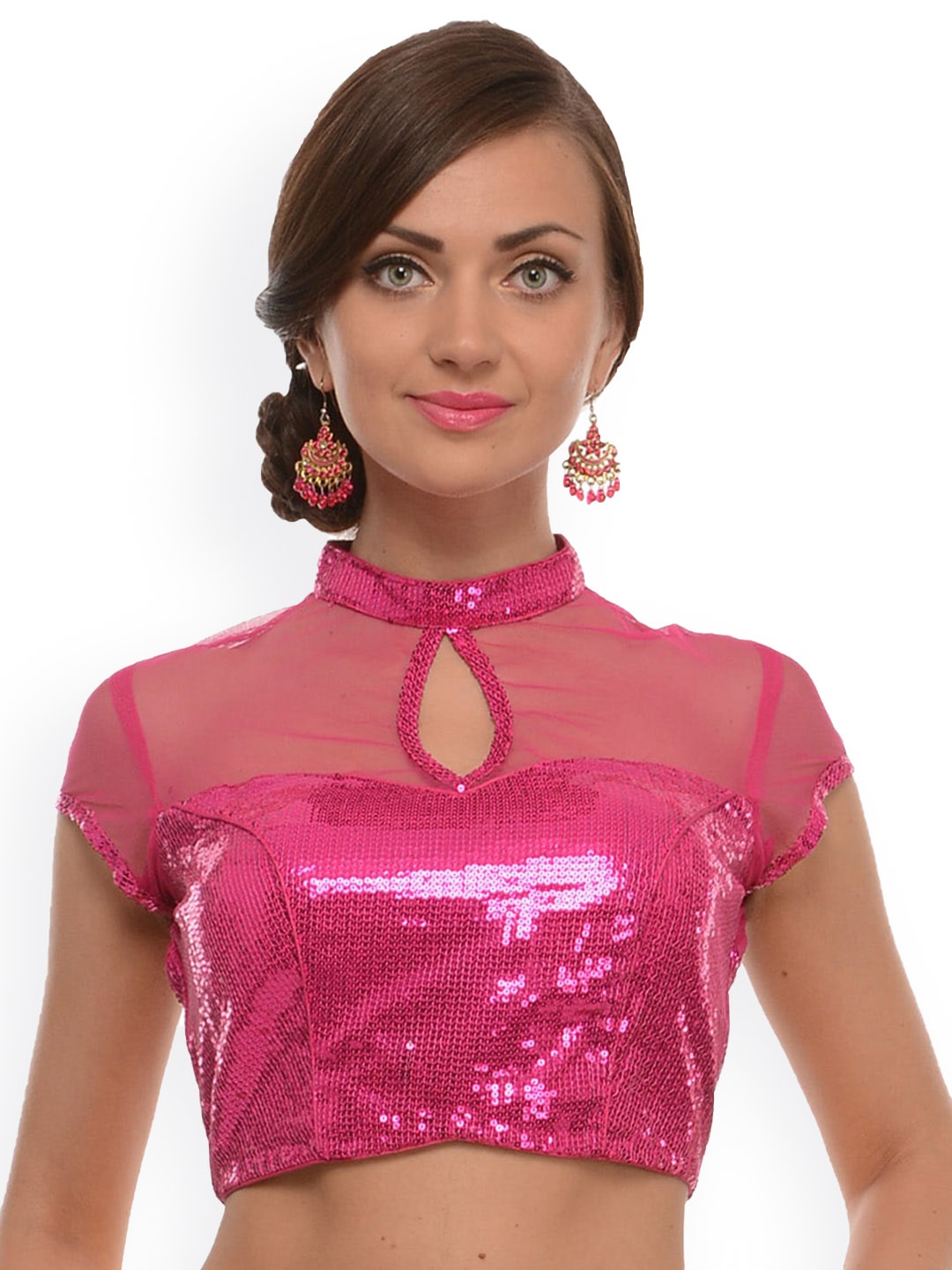 

KAANCHIE NANGGIA Sequinned Embellished Ready-to-Wear Saree Blouse, Pink