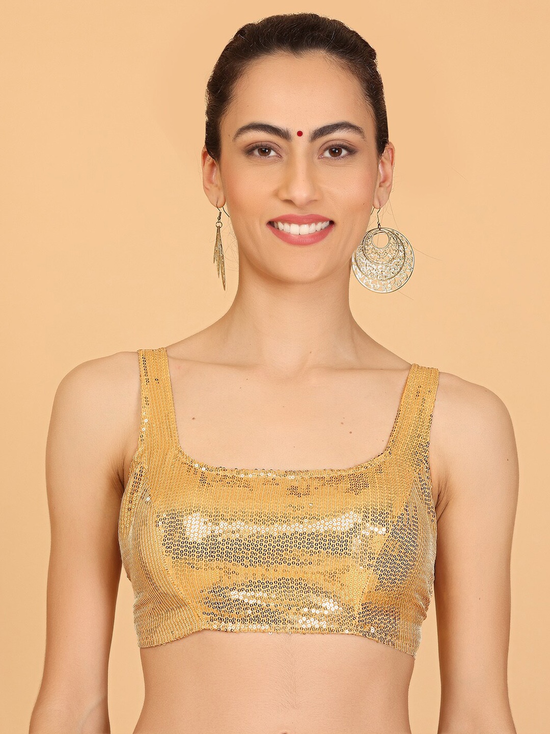 

KAANCHIE NANGGIA Sequin Embellished Saree Blouse, Gold
