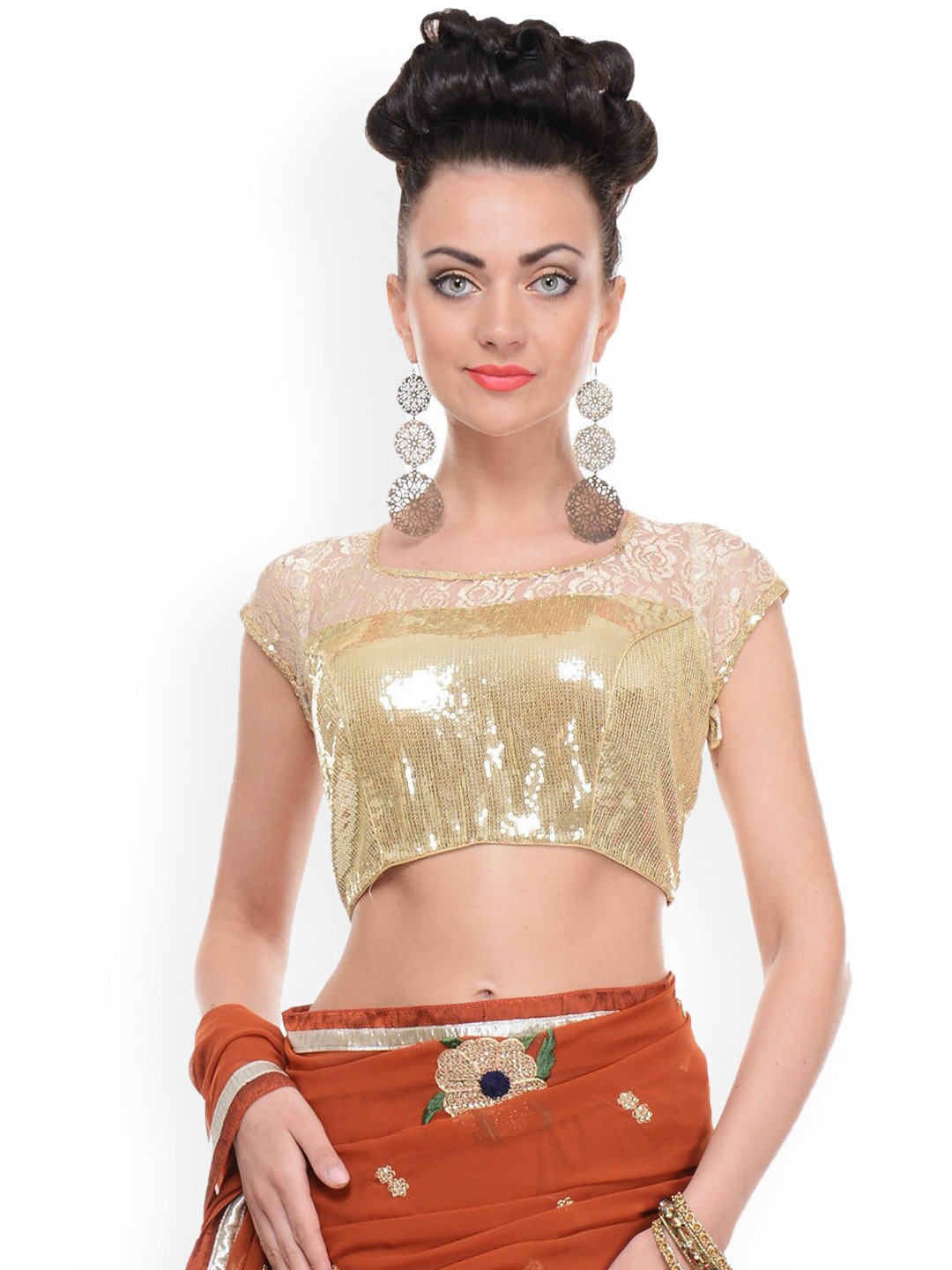 

KAANCHIE NANGGIA Sequined Saree Blouse, Gold