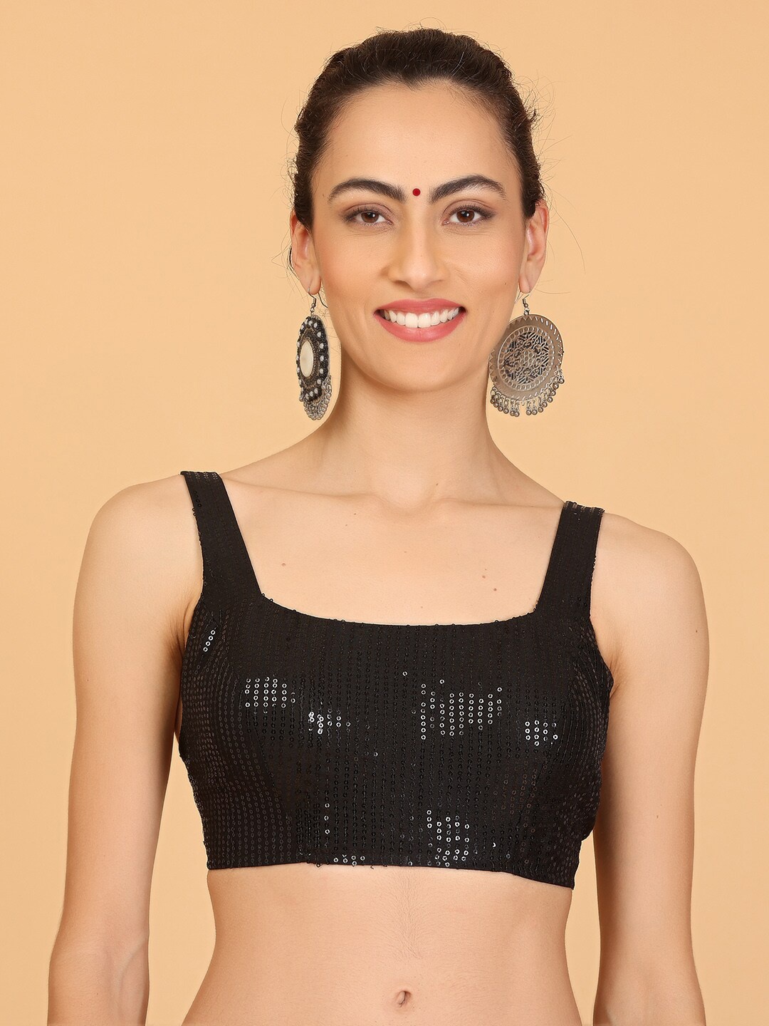 

KAANCHIE NANGGIA Sequinned Embellished Ready-to-Wear Sequinned Saree Blouse, Black