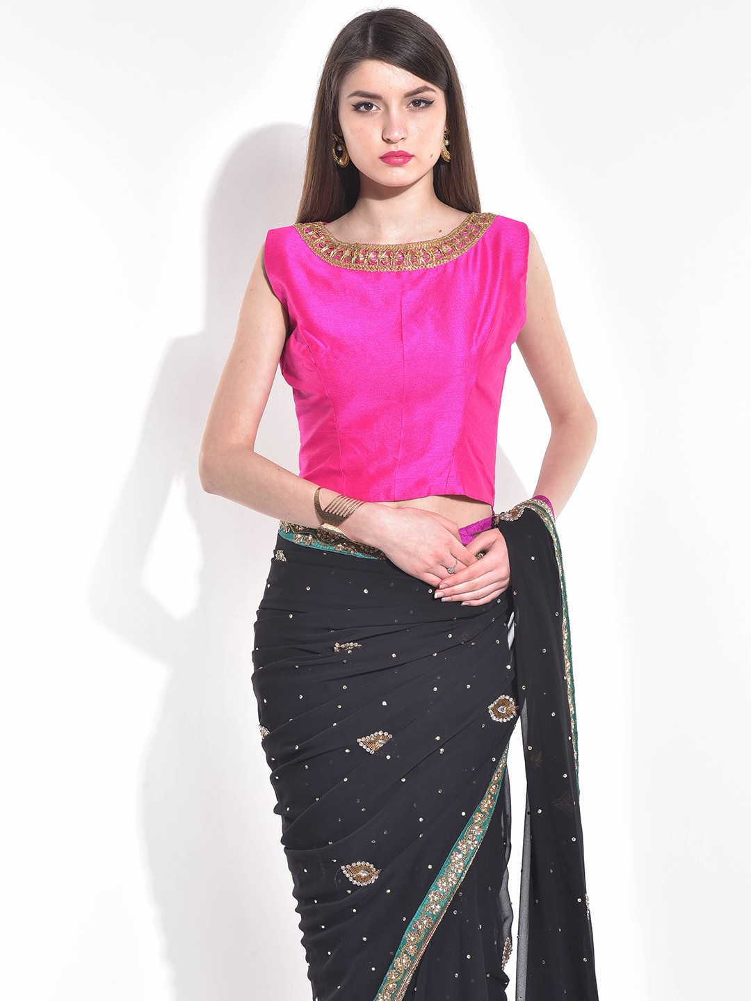 

KAANCHIE NANGGIA Embroidered Detail Ready-to-Wear Saree Blouse, Pink