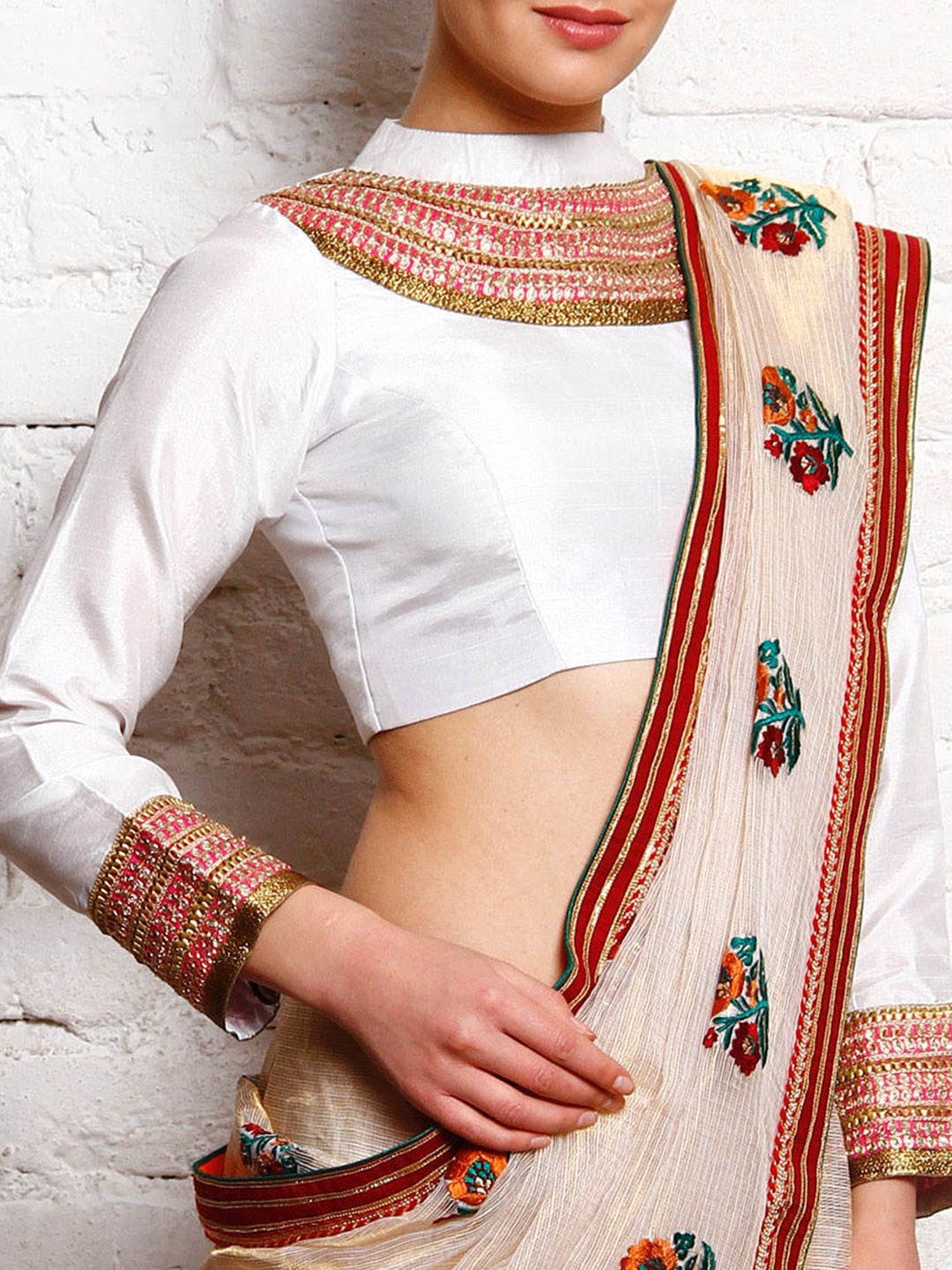 

KAANCHIE NANGGIA Silk Gotta Patti Saree Blouse, White