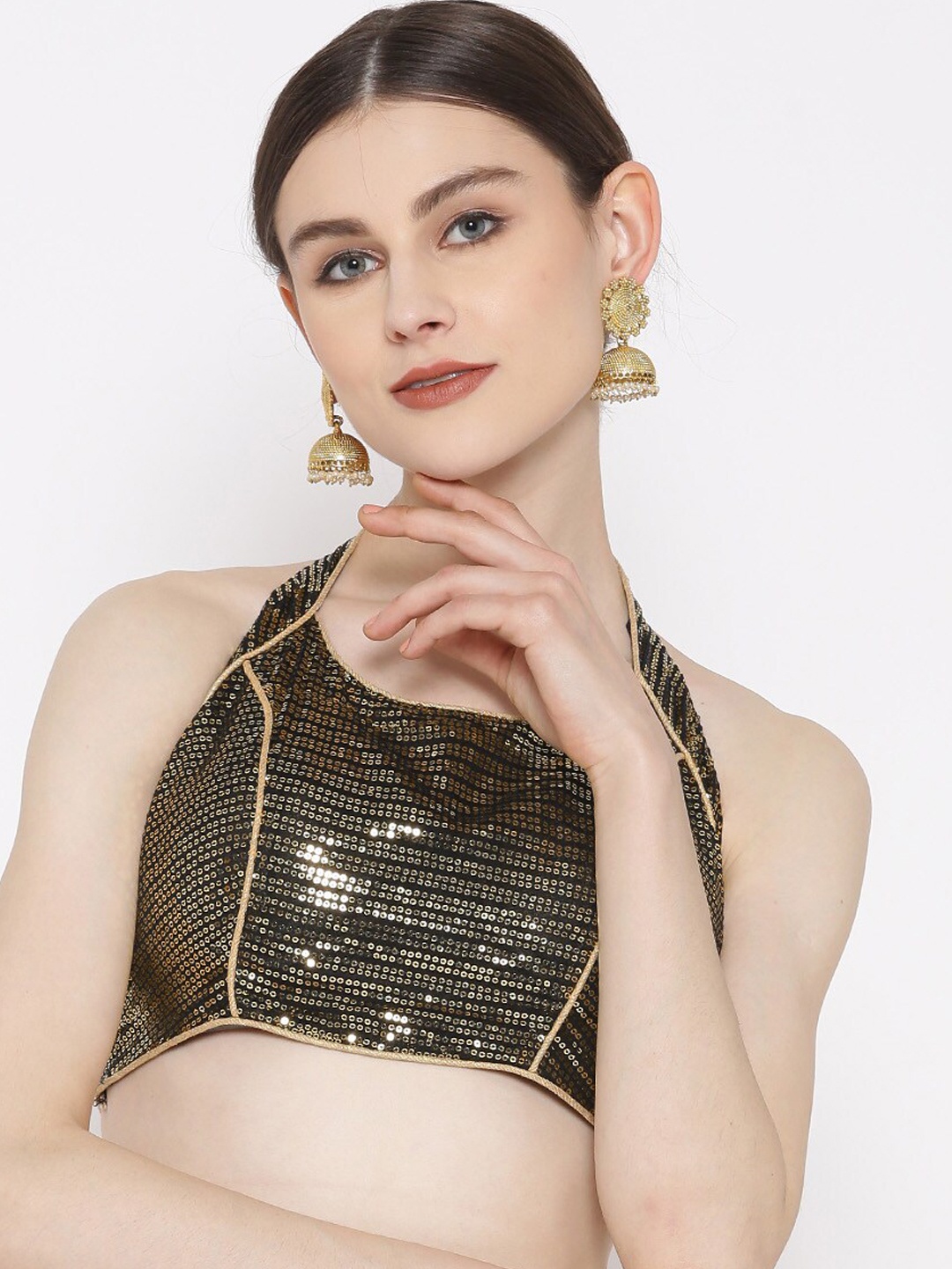 

KAANCHIE NANGGIA Sequinned Embellished Ready-to-Wear Saree Blouse, Black