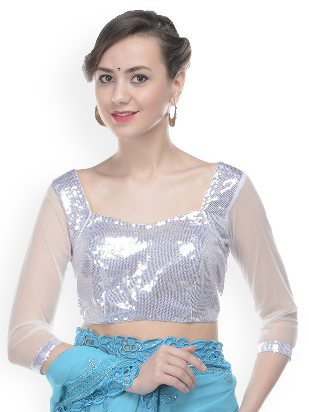 

KAANCHIE NANGGIA Sequinned Embellished Ready-to-Wear Saree Blouse, White