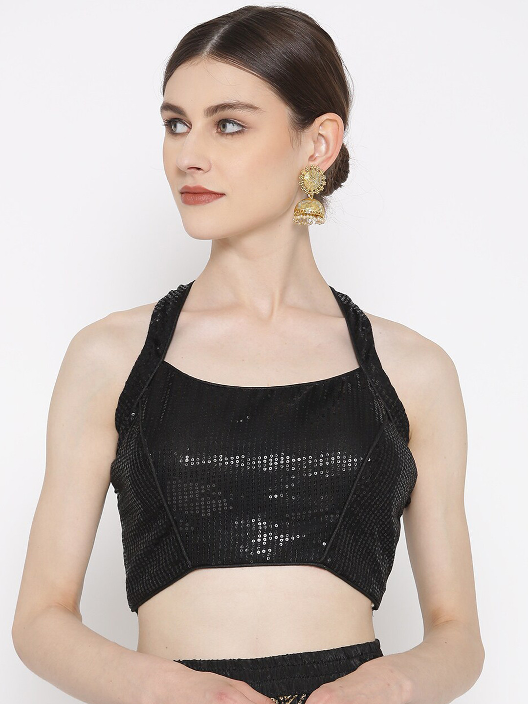

KAANCHIE NANGGIA Sequined Saree Blouse, Black