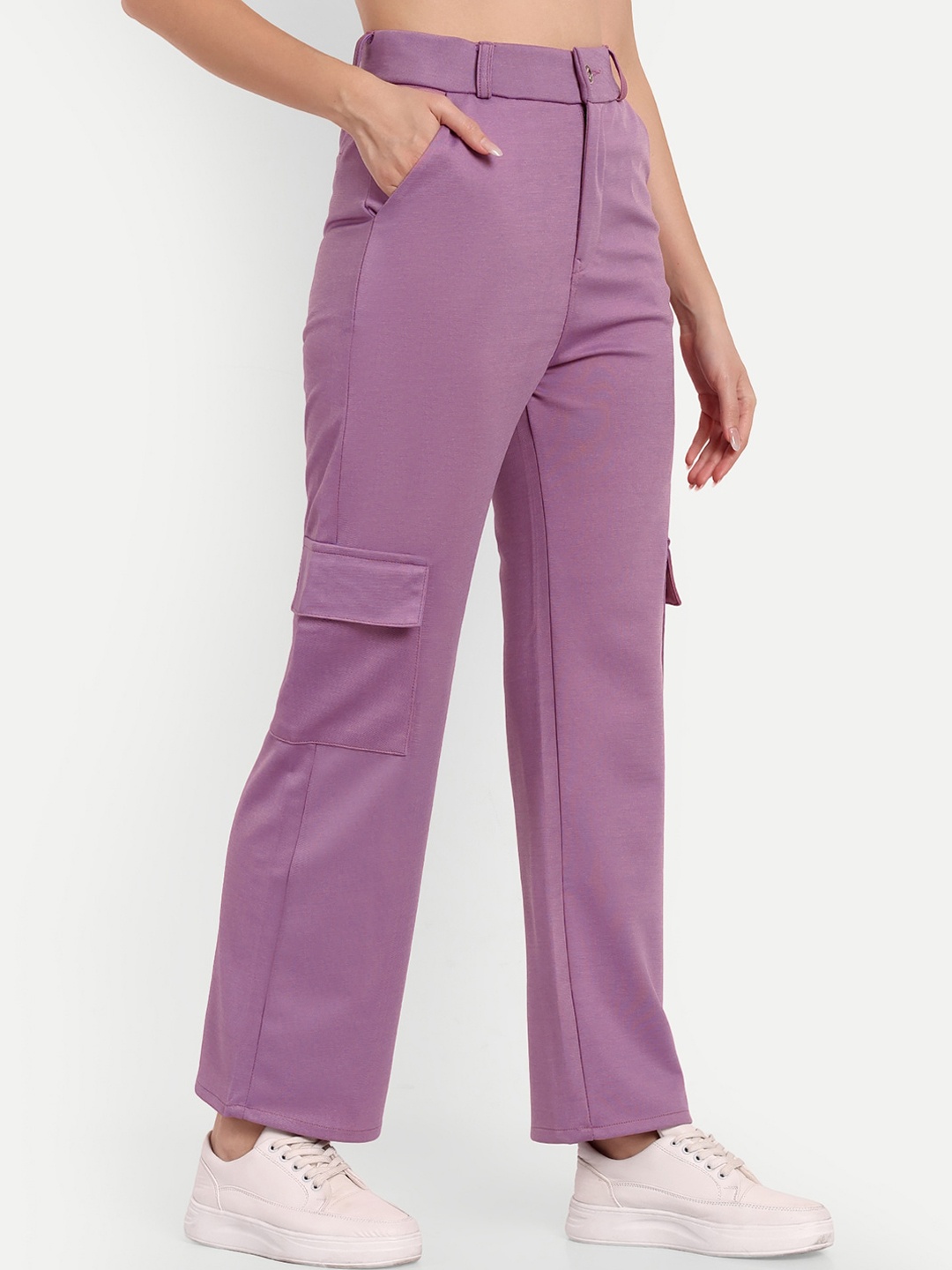 

Next One Women Smart Straight Fit Easy Wash Cargo Trousers, Violet