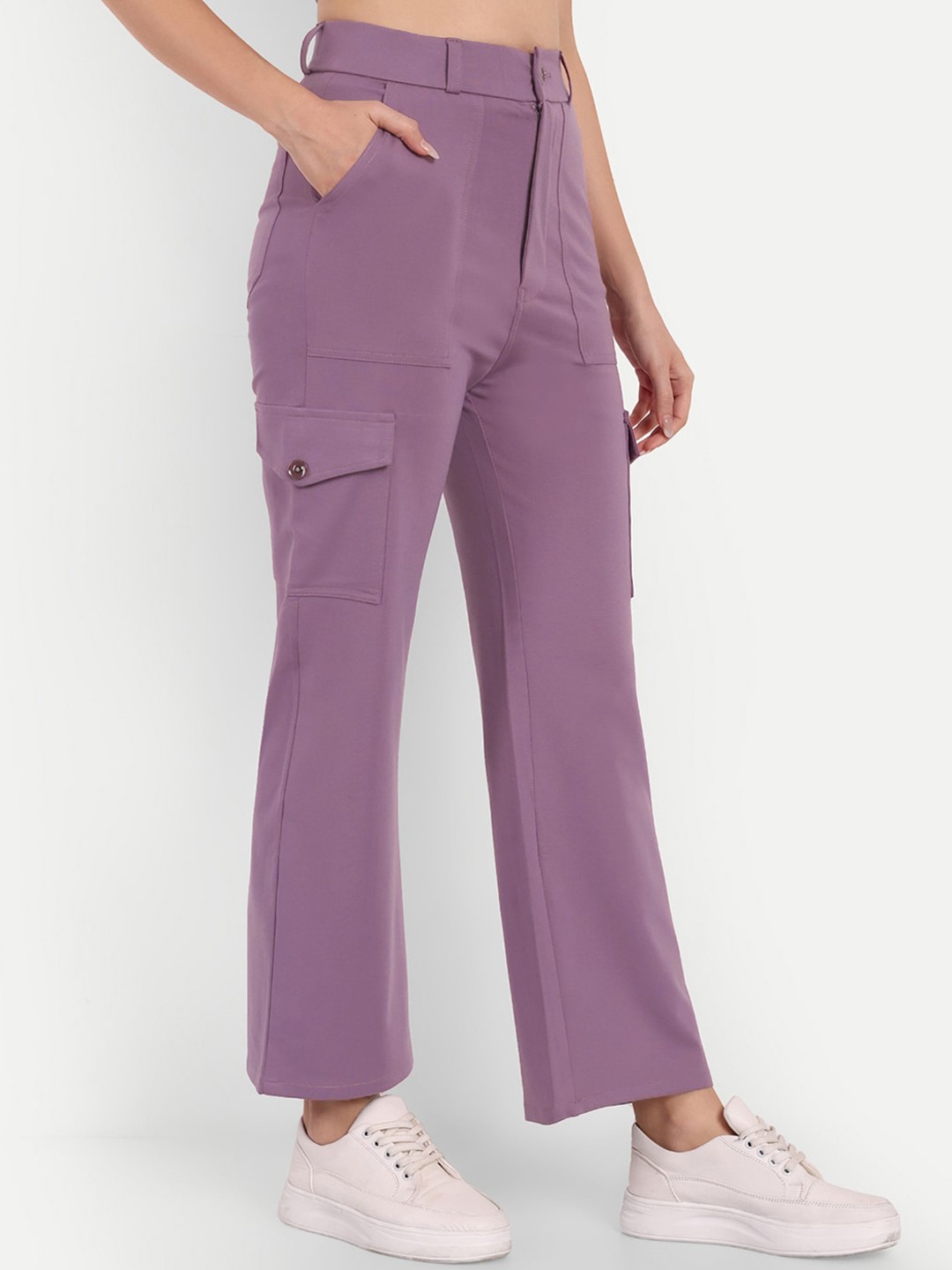 

Next One Women Smart Straight Fit Easy Wash Cargo Trousers, Violet