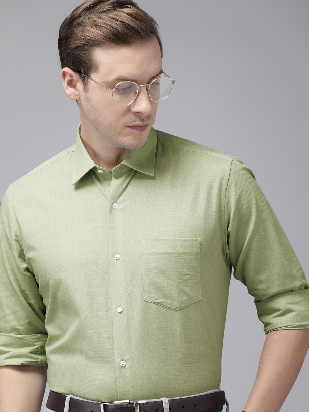 

Van Heusen Cotton Linen Formal Shirt, Olive