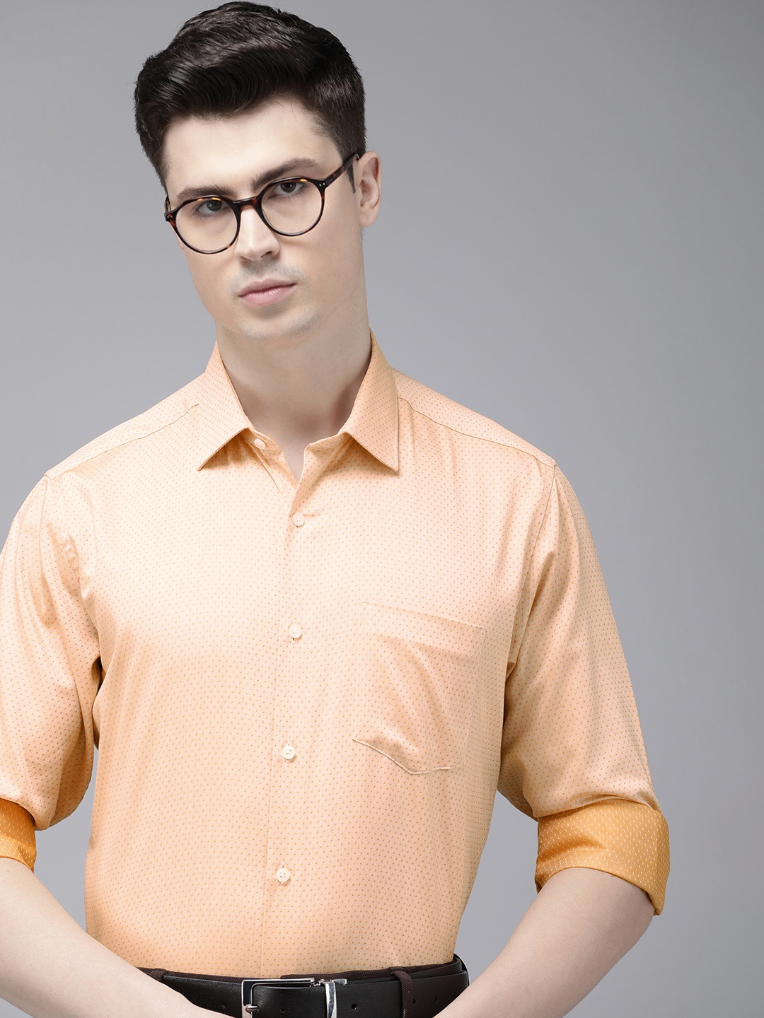 

Van Heusen Textured Custom Pure Cotton Formal Shirt, Orange