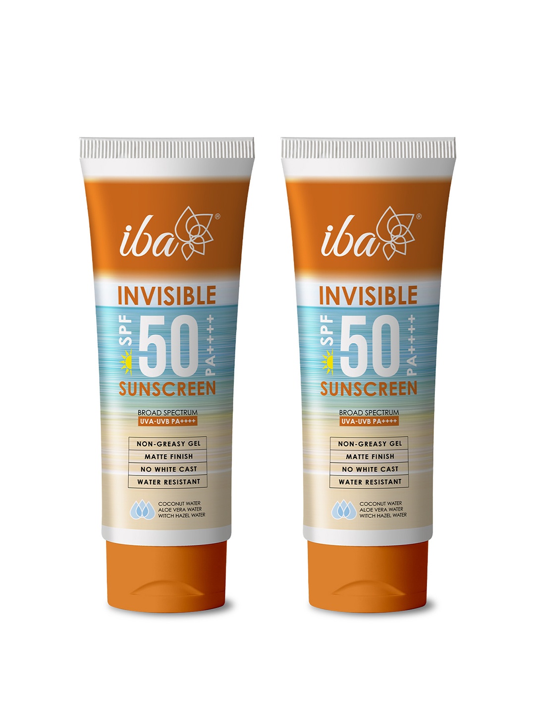 

Iba Set of 2 Invisible SPF 50 PA++++ Sunscreens - 100 g Each, Orange