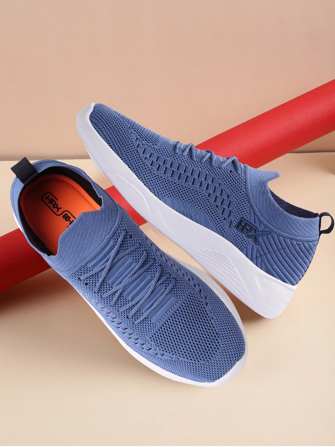 

HRX by Hrithik Roshan Men Blue And White Lightweight Woven Design Sneakers