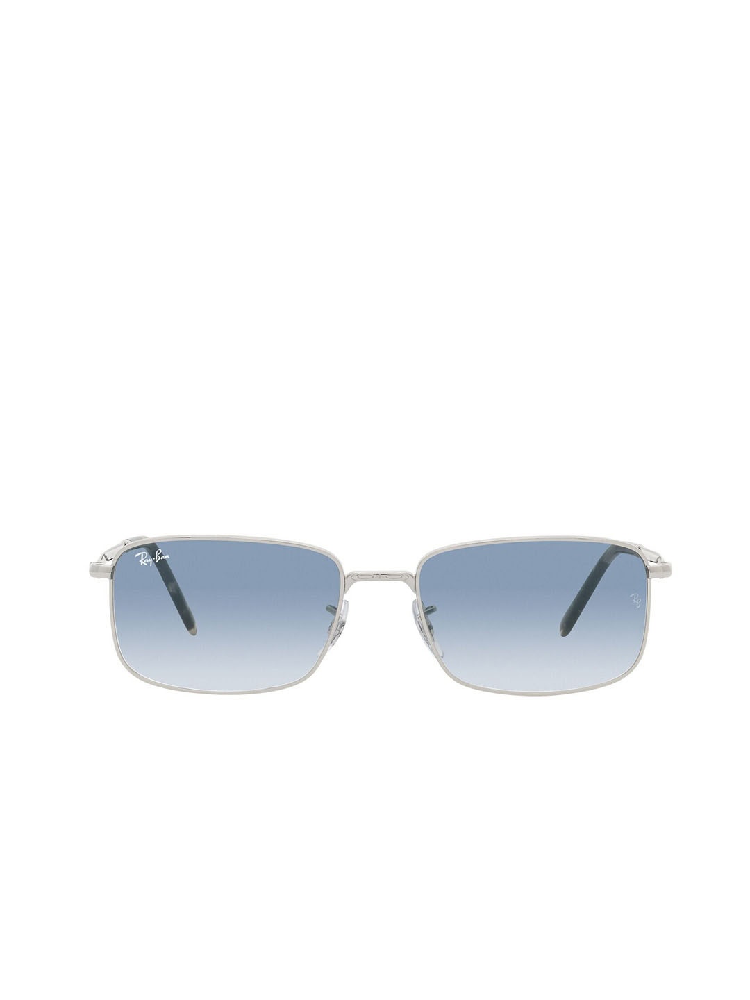 

Ray-Ban Unisex Gradient Blue Lens Rectangle Sunglasses - 0RB3717003/3F57, Silver
