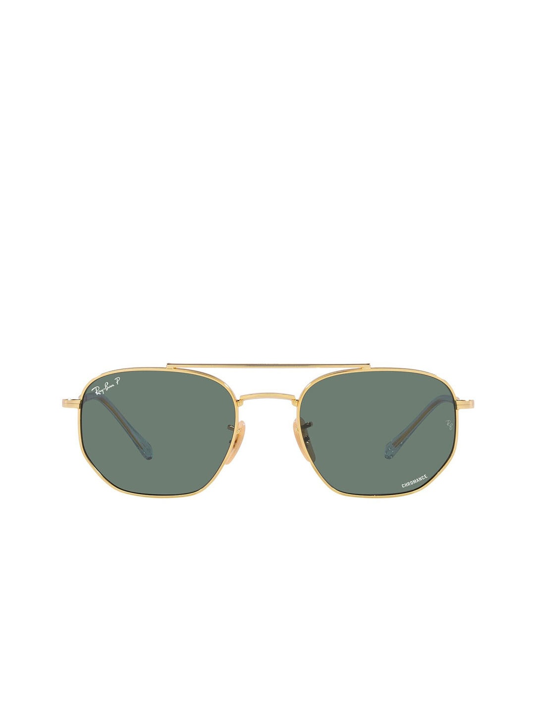 

RAY-BAN Unisex Polarized Grey Lens Irregular Sunglasses - 0RB3707001/O957, Gold
