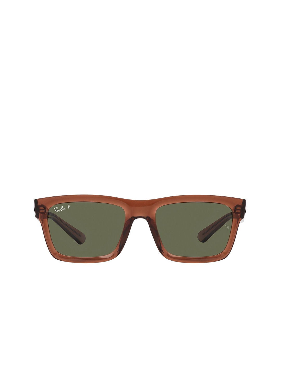 Ray-Ban Men Polarized Green Lens Rectangle Sunglasses - 0RB439666789A54, Brown