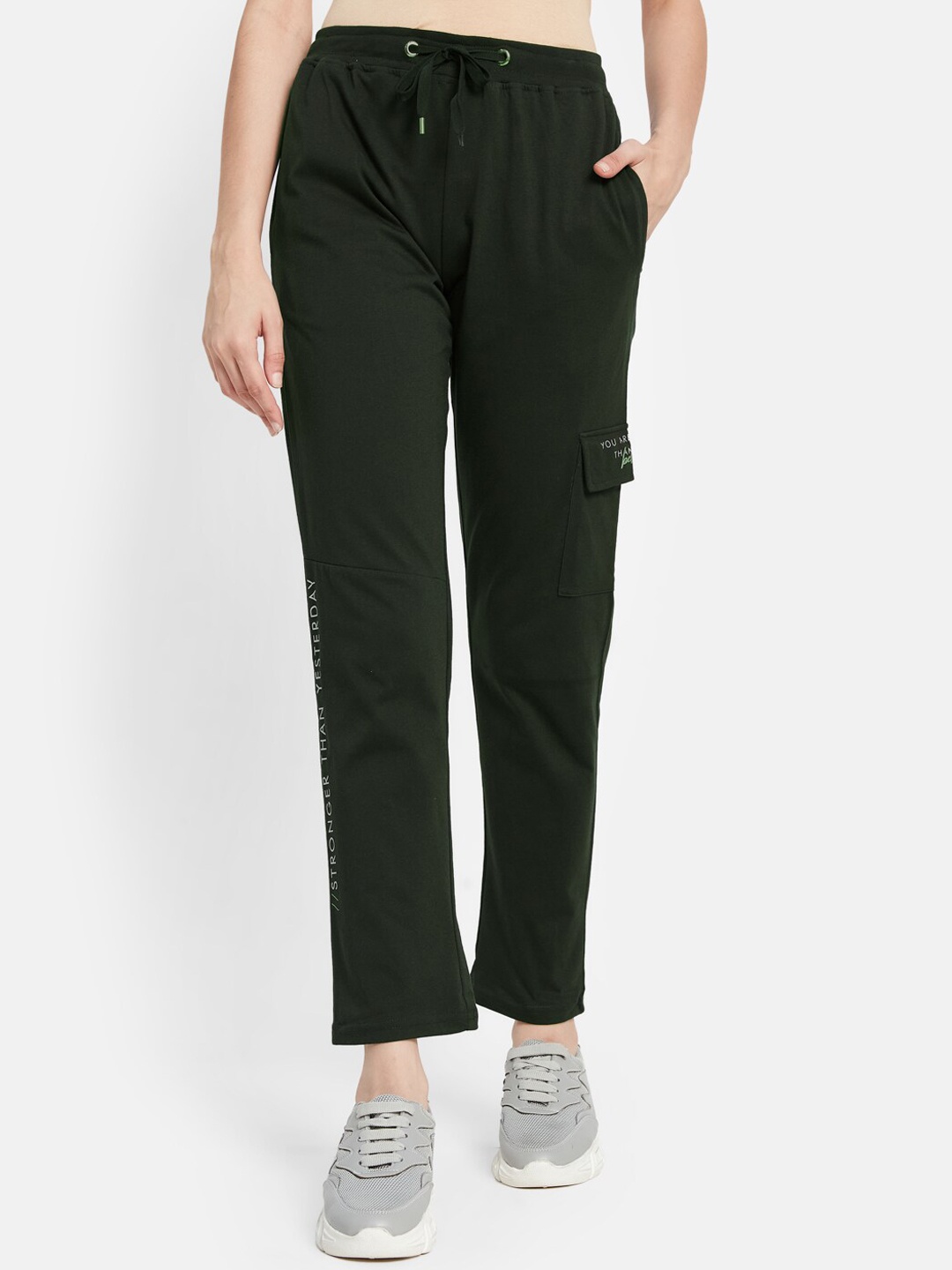 

METTLE Women Mid-Rise Cotton Track Pants, Olive