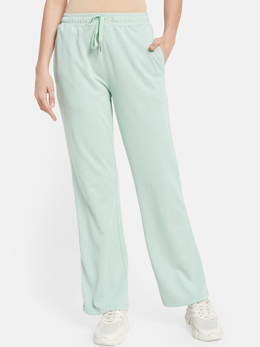 

METTLE Women Mid-Rise Cotton Track Pants, Green