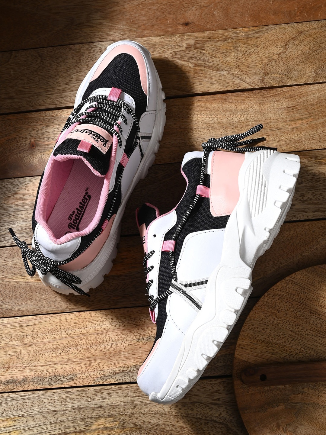 

The Roadster Lifestyle Co. Women Pink And White Colourblocked Sneakers