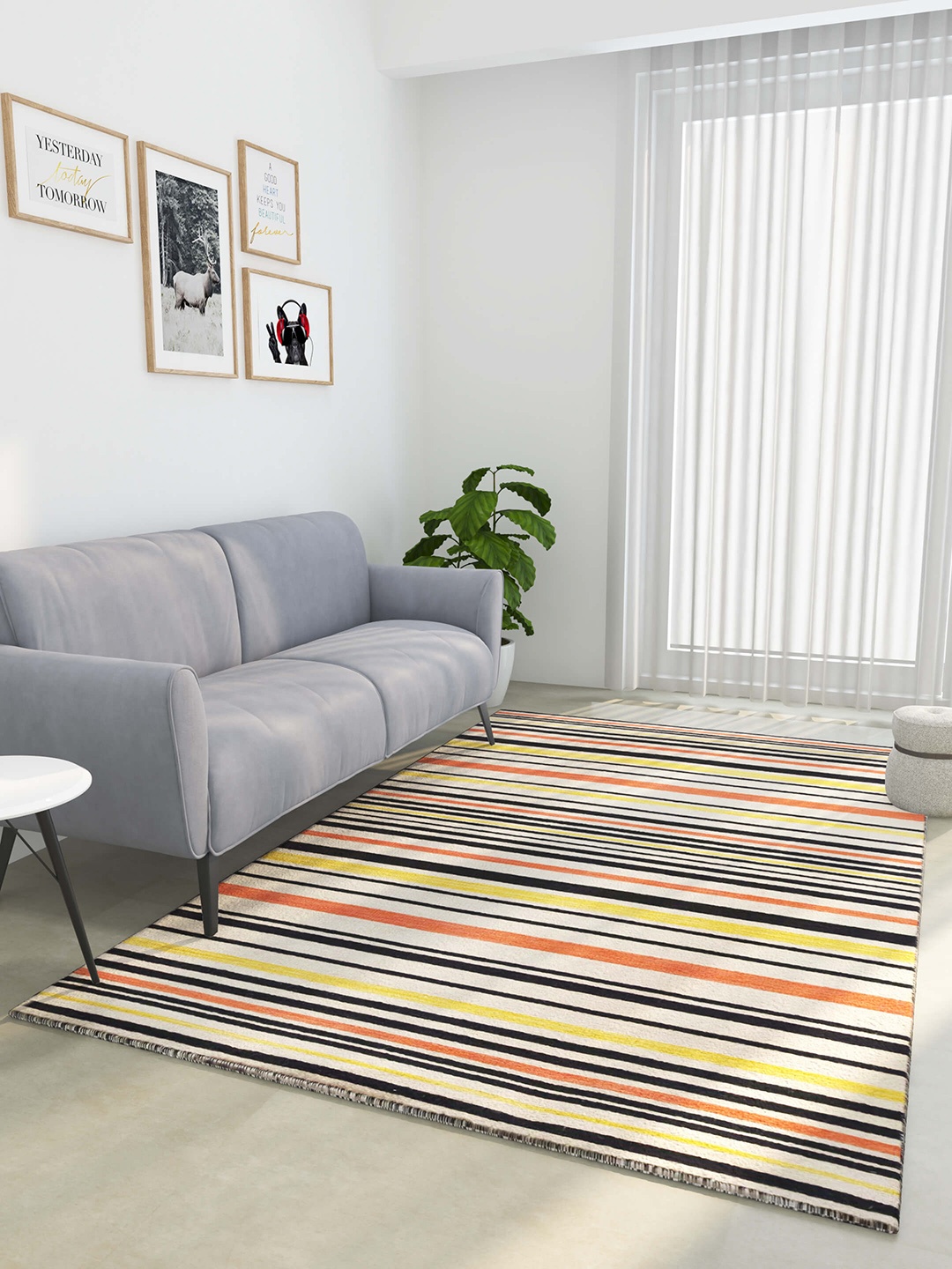 

Jaipur Rugs Grey & Black Striped Woolen Rectangular Carpet