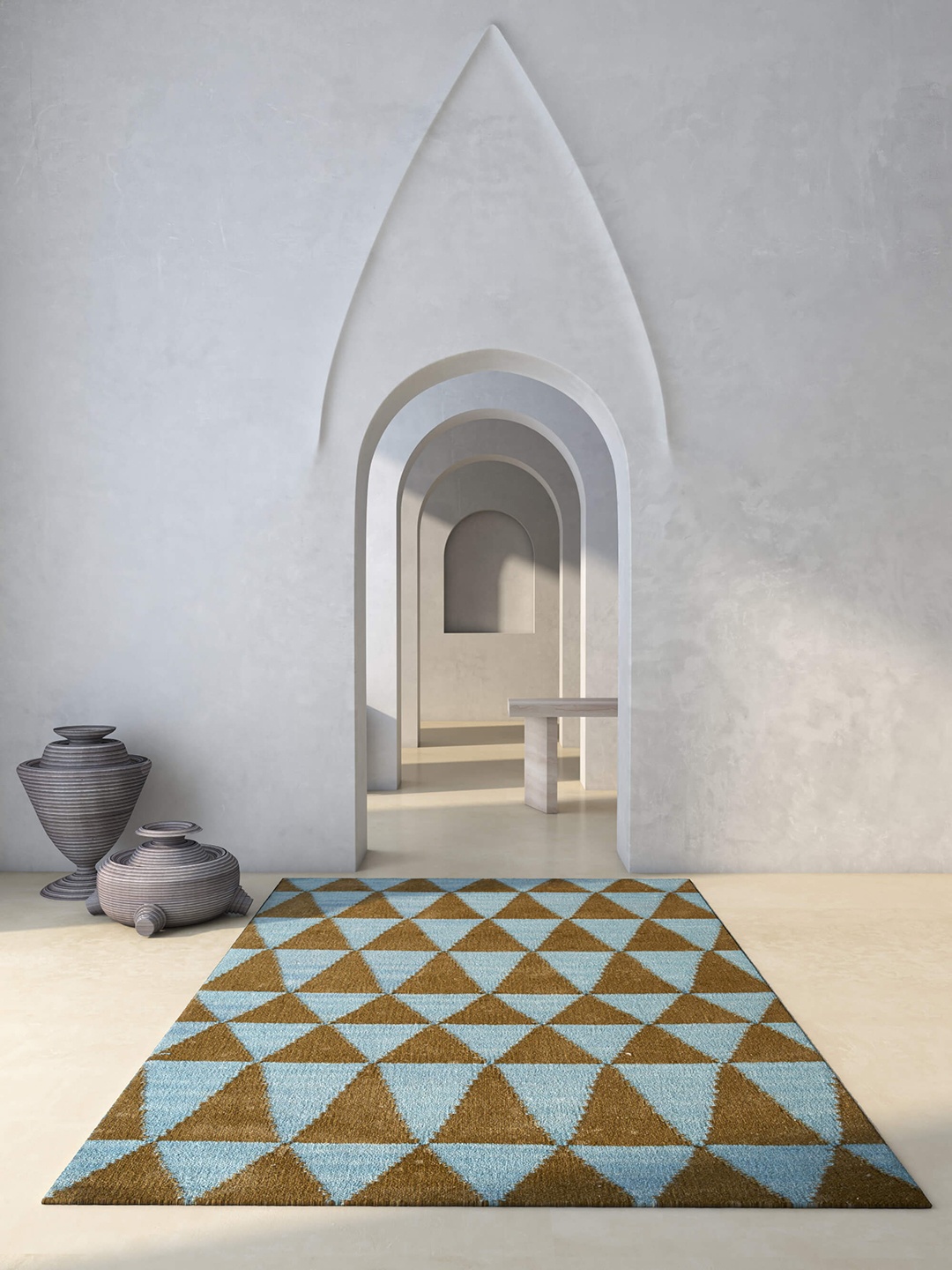 

Jaipur Rugs Brown & Blue Geometric Printed Woolen Rectangular Carpet