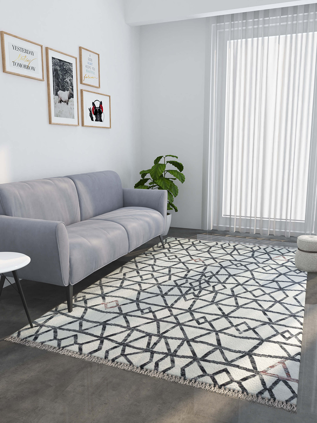 

Jaipur Rugs Off-White & Black Self-Designed Woolen Rectangular Carpet