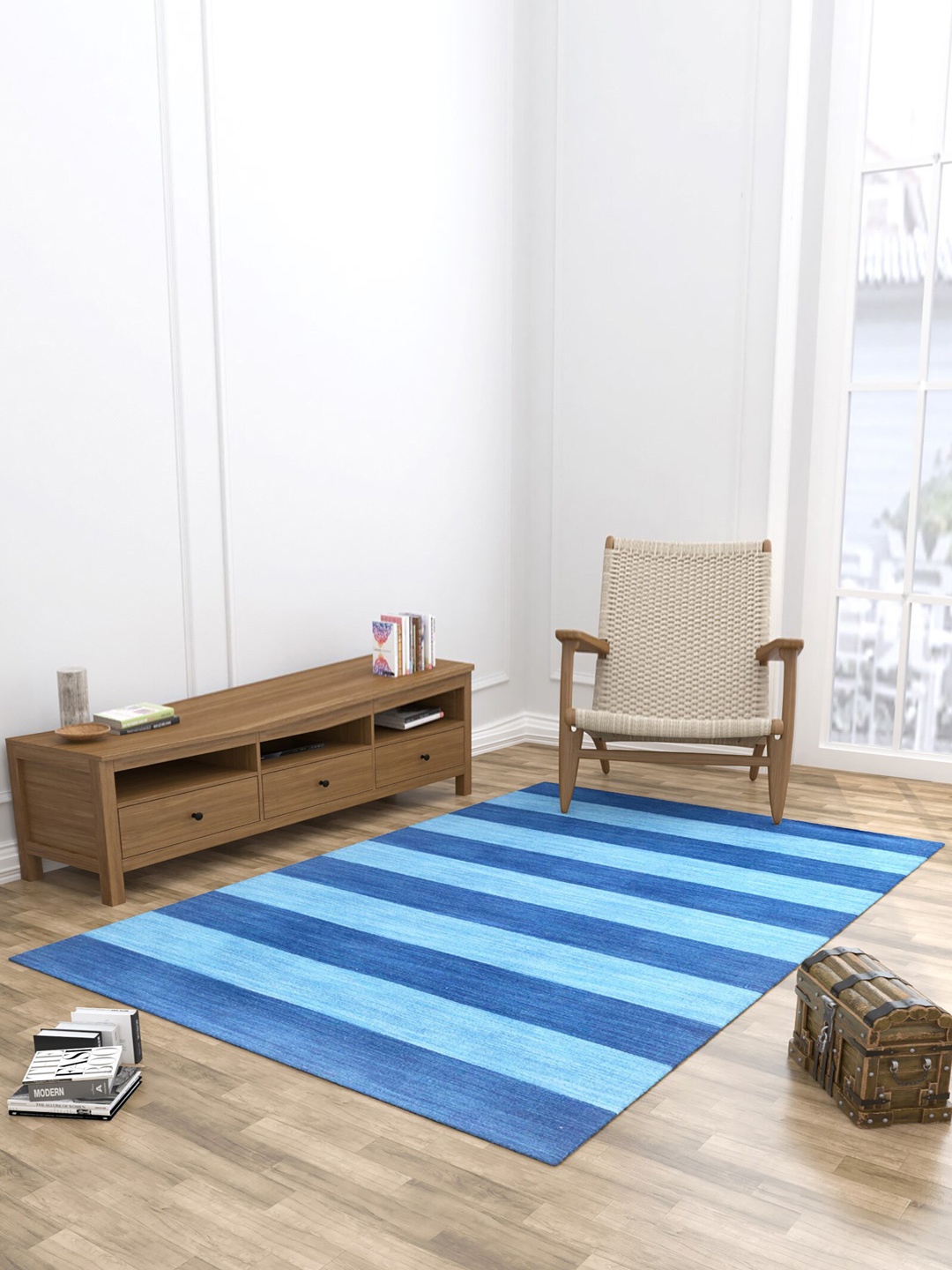 

Jaipur Rugs Blue Striped Rectangular Carpet