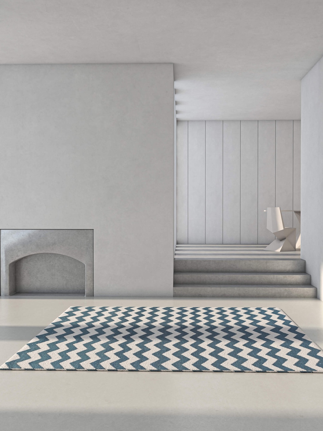 

Jaipur Rugs Blue & White Geometric Printed Woolen Rectangular Carpet