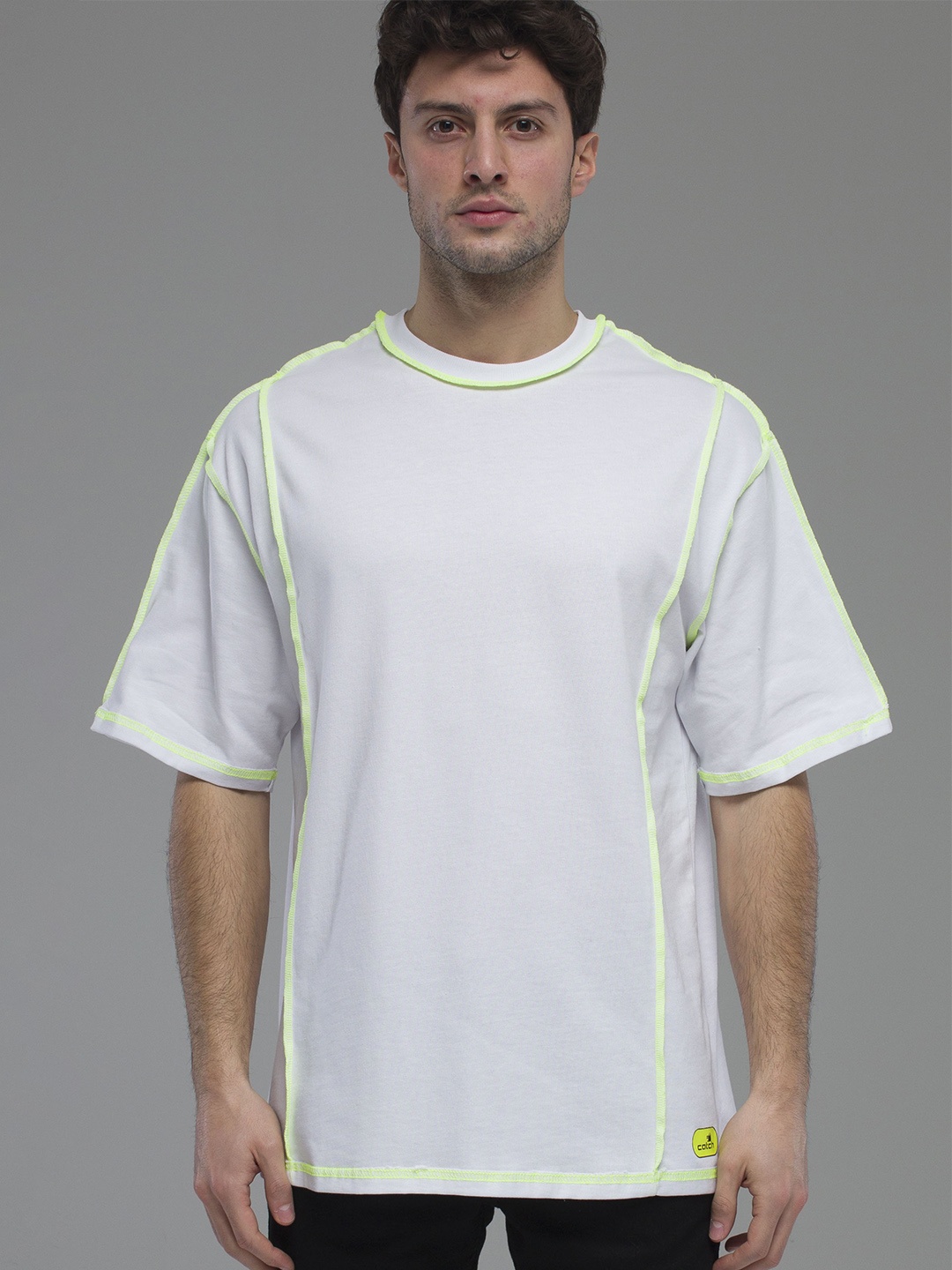 

catch Drop-Shoulder Sleeves Pure Cotton Oversize T-shirt, White