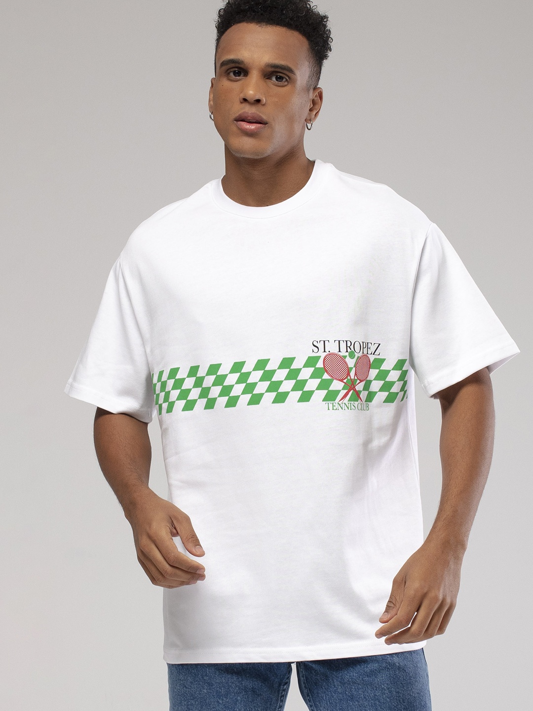 

catch Printed Relaxed Fit Pure Cotton T-shirt, White