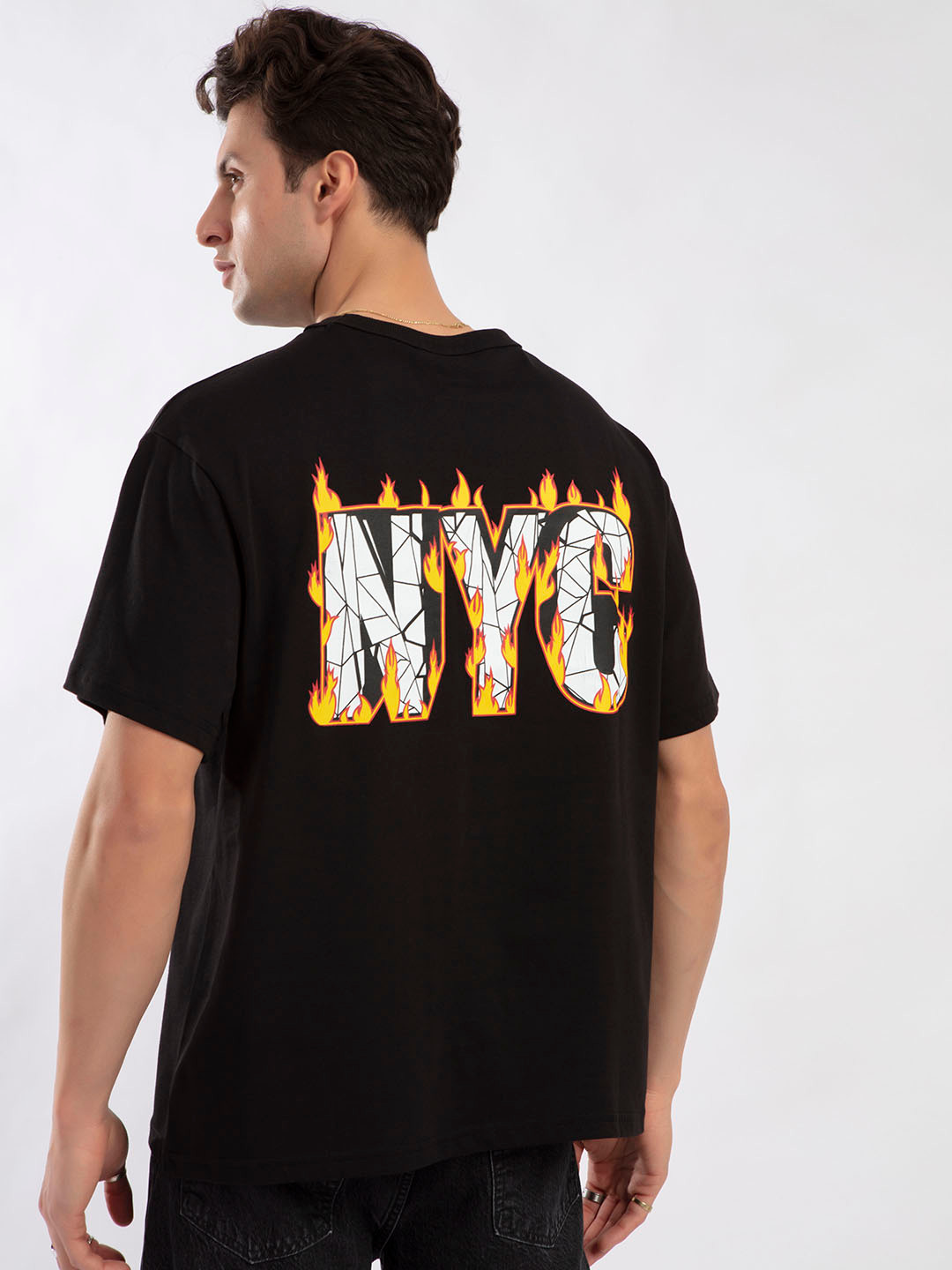 

catch Typography Print Relaxed Fit Pure Cotton T-shirt, Black