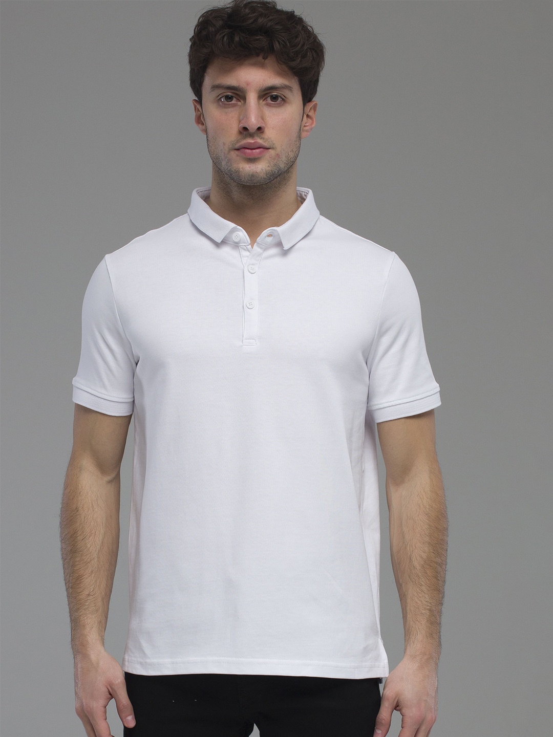 

catch Polo Collar Pure Cotton T-shirt, Off white