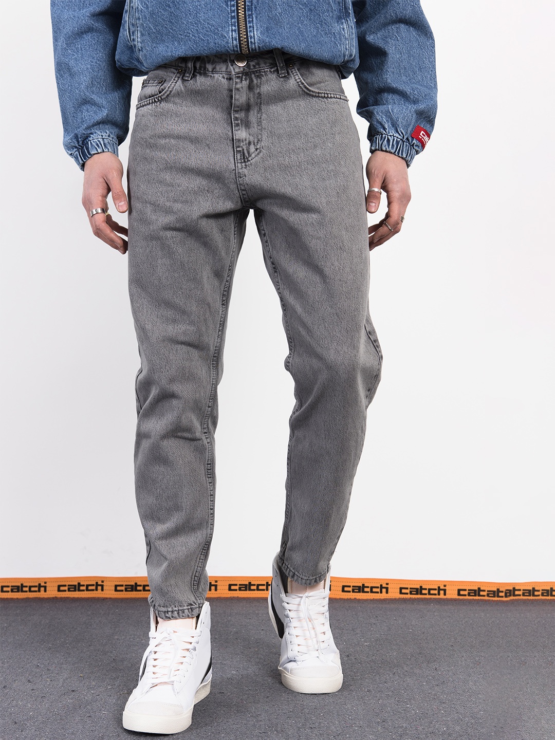 

catch Men Slim Fit Stretchable Jeans, Grey