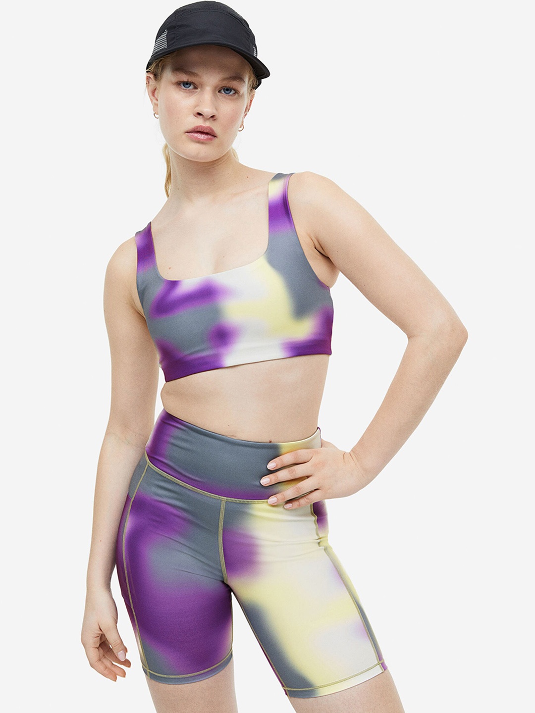 

H&M Women DryMove Pocket-Detail Sports Cycling Shorts, Purple