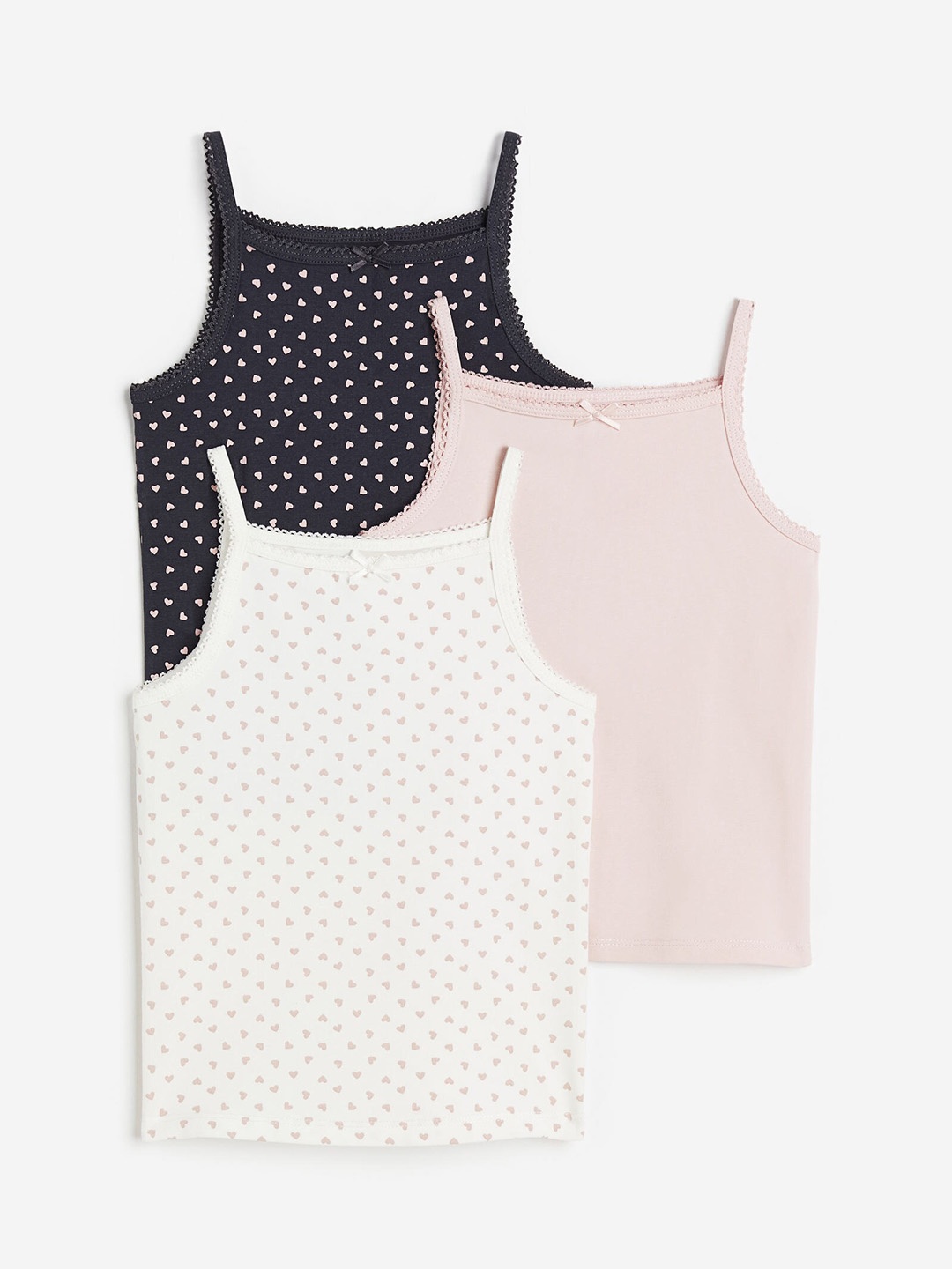 

H&M Girls 3-Pack Jersey Vest Tops, Grey